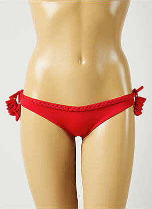 Bas de maillot de bain effet matière satinée bikini rouge ALMA DA ONDA femme