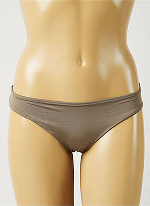 Bas de maillot de bain effet matière satinée culotte marron ALMA DA ONDA femme