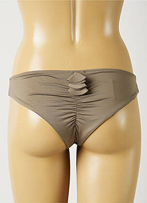 Bas de maillot de bain effet matière satinée culotte marron ALMA DA ONDA femme