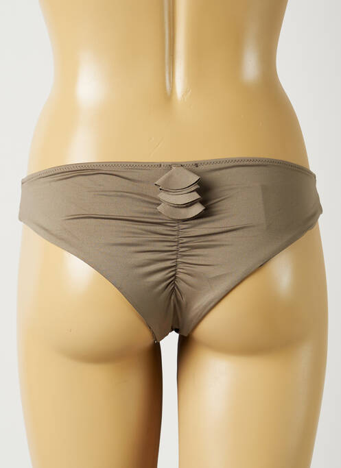 Bas de maillot de bain effet matière satinée culotte marron ALMA DA ONDA femme