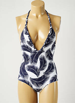 Maillot de bain 1 pièce stretch haut triangles blanc ALMA DA ONDA femme