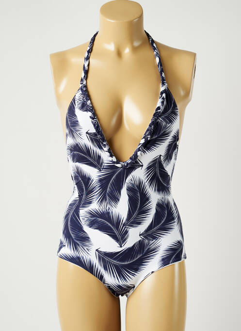 Maillot de bain 1 pièce stretch haut triangles blanc ALMA DA ONDA femme