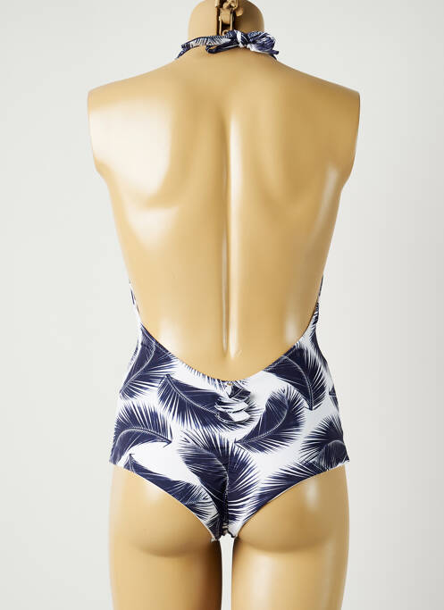 Maillot de bain 1 pièce stretch haut triangles blanc ALMA DA ONDA femme