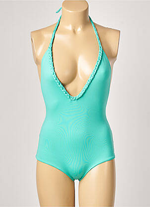 Maillot de bain 1 pièce bretelles élastiquées bleu ALMA DA ONDA femme