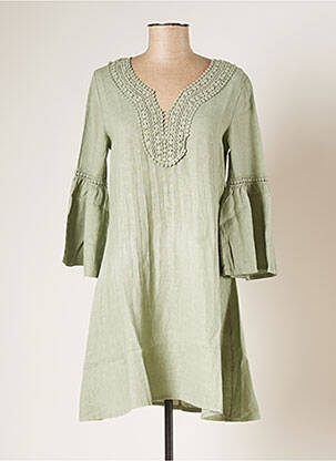 Robe mi-longue vert BLANC BOHEME pour femme