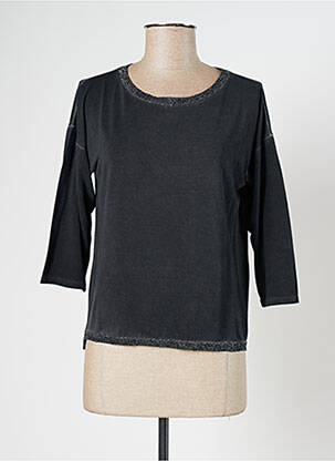 T-shirt manches 3/4 manches 3/4 noir BLANC BOHEME femme