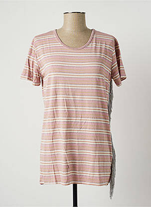 T-shirt stretch manches courtes rose BLANC BOHEME femme