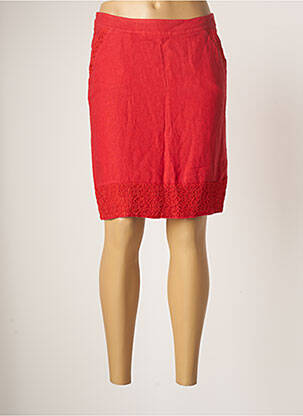 Jupe mi-longue coupe droite rouge BLANC BOHEME femme