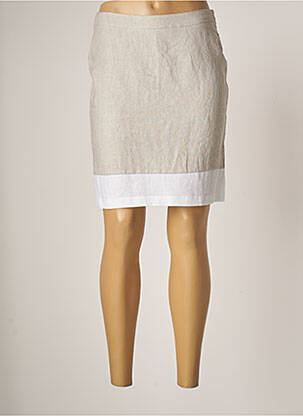 Jupe courte coupe droite gris BLANC BOHEME femme