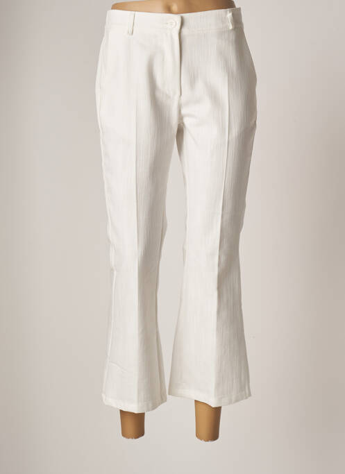 Pantalon 7/8 fermeture zippée sous rabat boutonné taille normale blanc TENSIONE IN femme