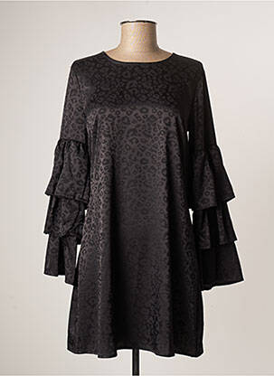 Robe courte fermeture zippée au dos manches longues noir TENSIONE IN femme
