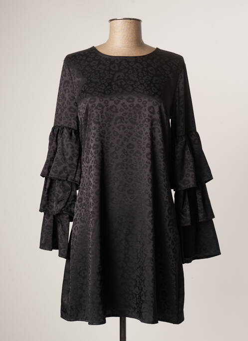 Robe courte fermeture zippée au dos manches longues noir TENSIONE IN femme