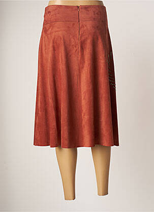 Jupe mi-longue stretch marron KOSMIKA femme