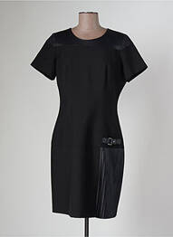 Robe mi-longue tissage crêpe manches courtes noir EVA KAYAN femme
