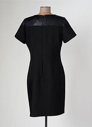 Robe mi-longue tissage crêpe manches courtes noir EVA KAYAN femme