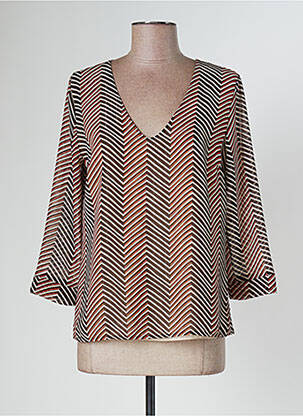 Blouse légère et transparente manches 3/4 orange MISS MISS femme