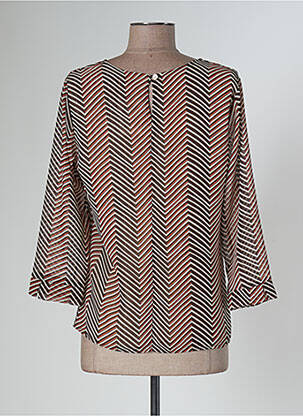 Blouse légère et transparente manches 3/4 orange MISS MISS femme