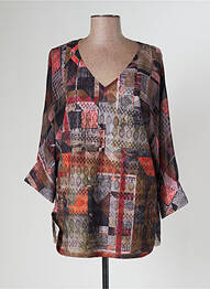 Blouse légère et transparente manches 3/4 orange VANGO femme