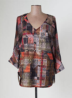 Blouse col rond manches 3/4 orange VANGO femme