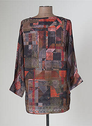 Blouse légère et transparente manches 3/4 orange VANGO femme