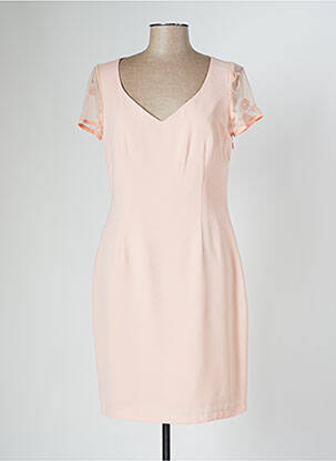 Robe mi-longue tissage crêpe manches courtes rose MANIGANCE femme