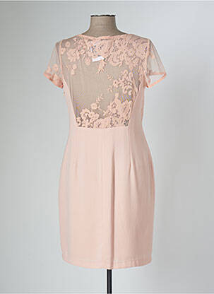 Robe mi-longue tissage crêpe manches courtes rose MANIGANCE femme