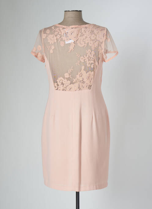 Robe mi-longue tissage crêpe manches courtes rose MANIGANCE femme