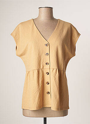 Chemisier fermeture boutonnée sur le devant manches courtes beige COMMA, femme