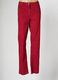 Pantalon droit fermeture zippée sous rabat boutonné taille normale rouge ANNE KELLY femme