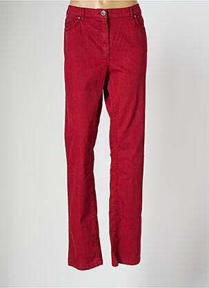 Pantalon droit fermeture zippée sous rabat boutonné taille normale rouge ANNE KELLY femme