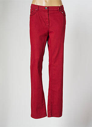 Pantalon droit fermeture zippée sous rabat boutonné taille normale rouge ANNE KELLY femme