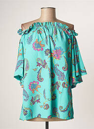 Top imprimé fantaisie manches courtes bleu TENDANCE UNIQUE femme