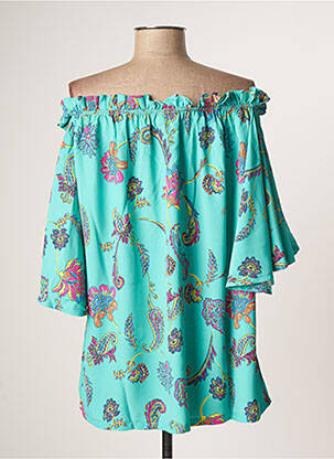 Top imprimé fantaisie manches courtes bleu TENDANCE UNIQUE femme