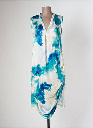 Robe mi-longue manches courtes manches courtes bleu TENDANCE UNIQUE femme