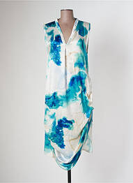 Robe mi-longue manches courtes manches courtes bleu TENDANCE UNIQUE femme