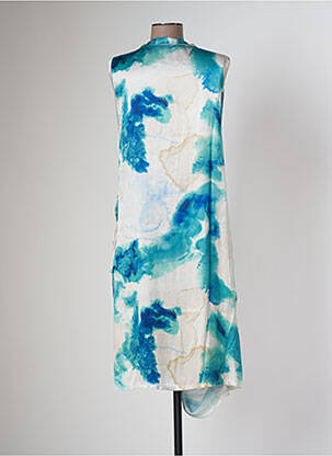 Robe mi-longue manches courtes manches courtes bleu TENDANCE UNIQUE femme