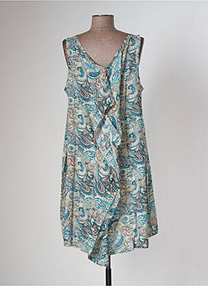 Robe mi-longue coupe fluide sans manche bleu TENDANCE UNIQUE femme
