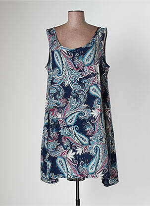 Robe mi-longue coupe fluide sans manche bleu TENDANCE UNIQUE femme