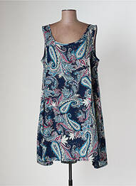 Robe mi-longue coupe fluide sans manche bleu TENDANCE UNIQUE femme