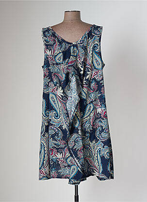 Robe mi-longue coupe fluide sans manche bleu TENDANCE UNIQUE femme