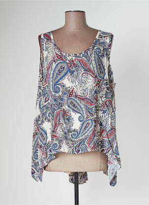 Top coupe fluide sans manche bleu TENDANCE UNIQUE femme