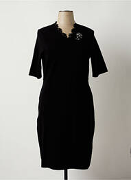 Robe pull coupe droite manches courtes noir BASLER femme