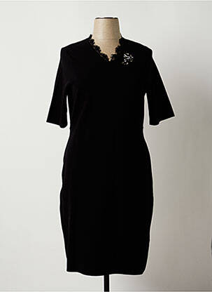 Robe pull col v manches courtes noir BASLER femme