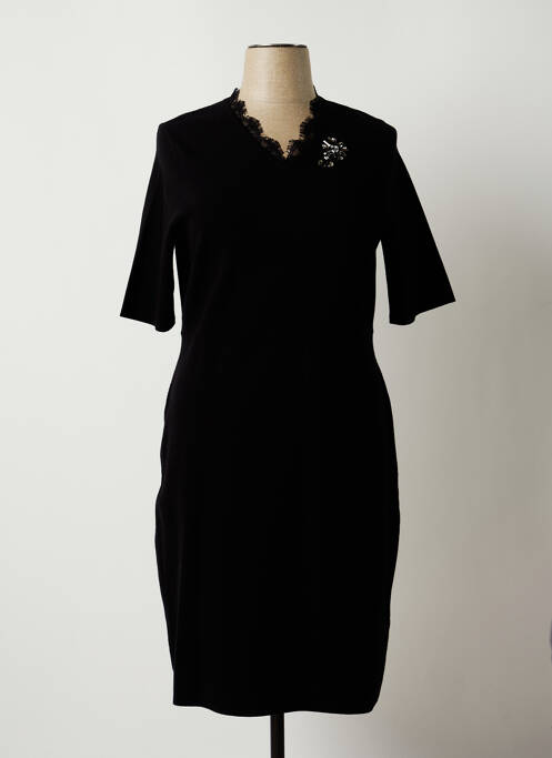 Robe pull col v manches courtes noir BASLER femme