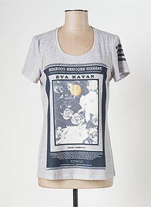 T-shirt gris EVA KAYAN pour femme