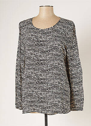 Blouse tissage popeline manches longues noir LE COMTE femme