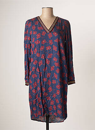 Robe mi-longue imprimé fleurs manches longues bleu LE PETIT BAIGNEUR femme
