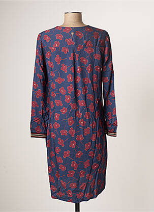 Robe mi-longue imprimé fleurs manches longues bleu LE PETIT BAIGNEUR femme