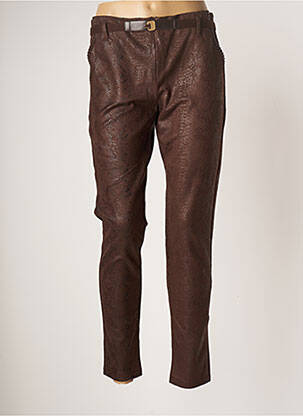 Pantalon slim stretch taille haute marron LO! LES FILLES femme