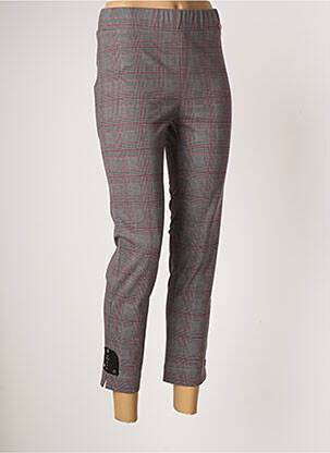Pantalon 7/8 taille haute taille haute gris POUPEE CHIC femme
